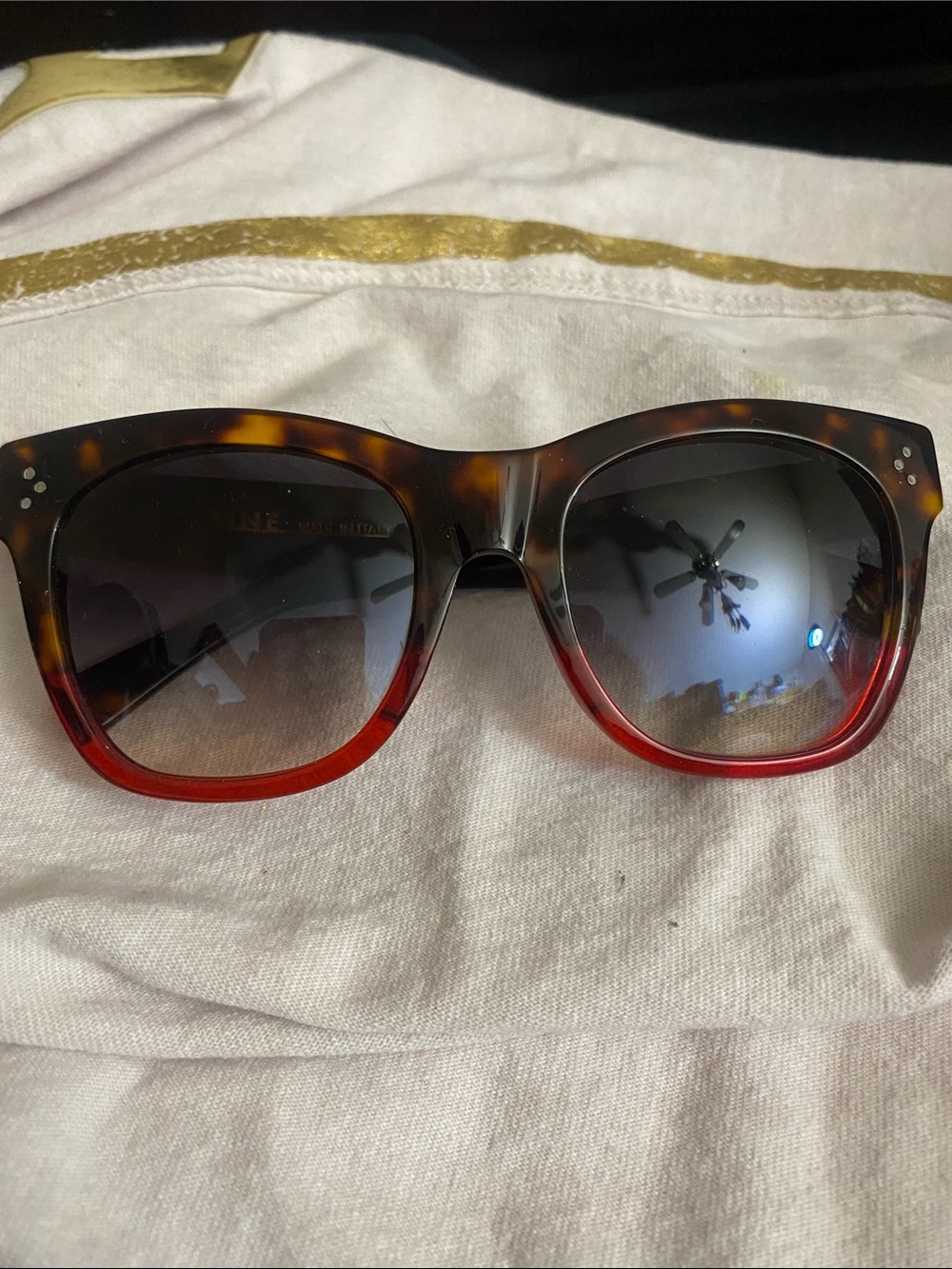 Authentic Rare Celine Cat Eye Tortoise Red Gradient Sunglasses Large CL 41098
